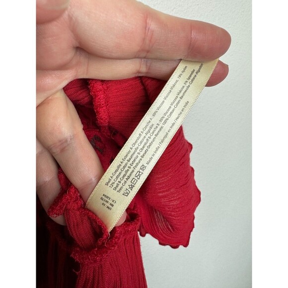 Free People Small Adella Cami Lace Tank Top Cherry Red Ruffled Peplum Hem NWT - Picture 13 of 13